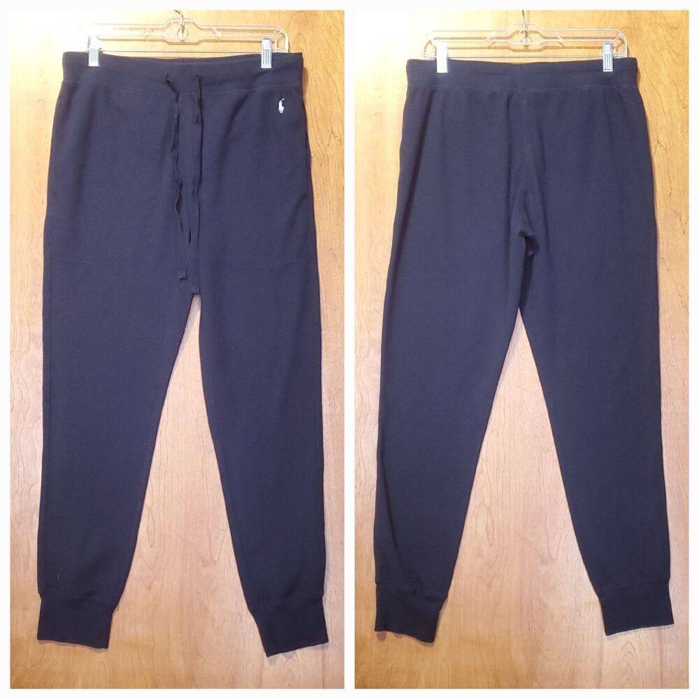 Polo Ralph Lauren Sleepwear Pants Mens L Waffle Knit Thermal Dark Blue Joggers